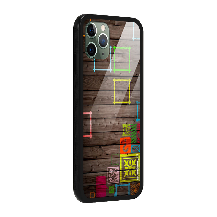 Multicolor Frame Design Glass Back Case for iPhone 11 Pro