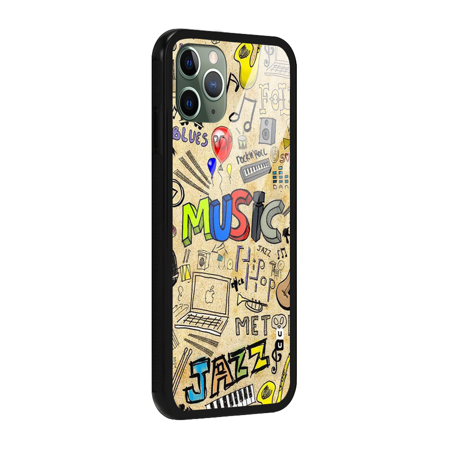 Music Pattern Glass Back Case for iPhone 11 Pro