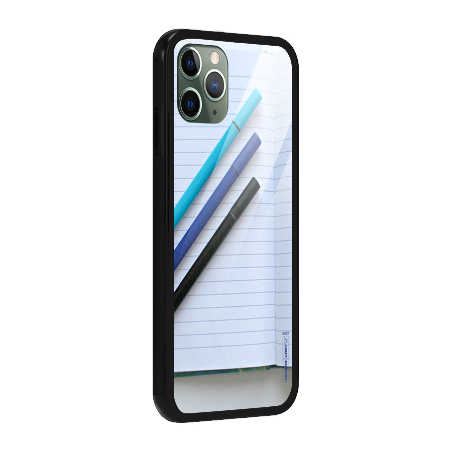 Notebook And Pens Glass Back Case for iPhone 11 Pro