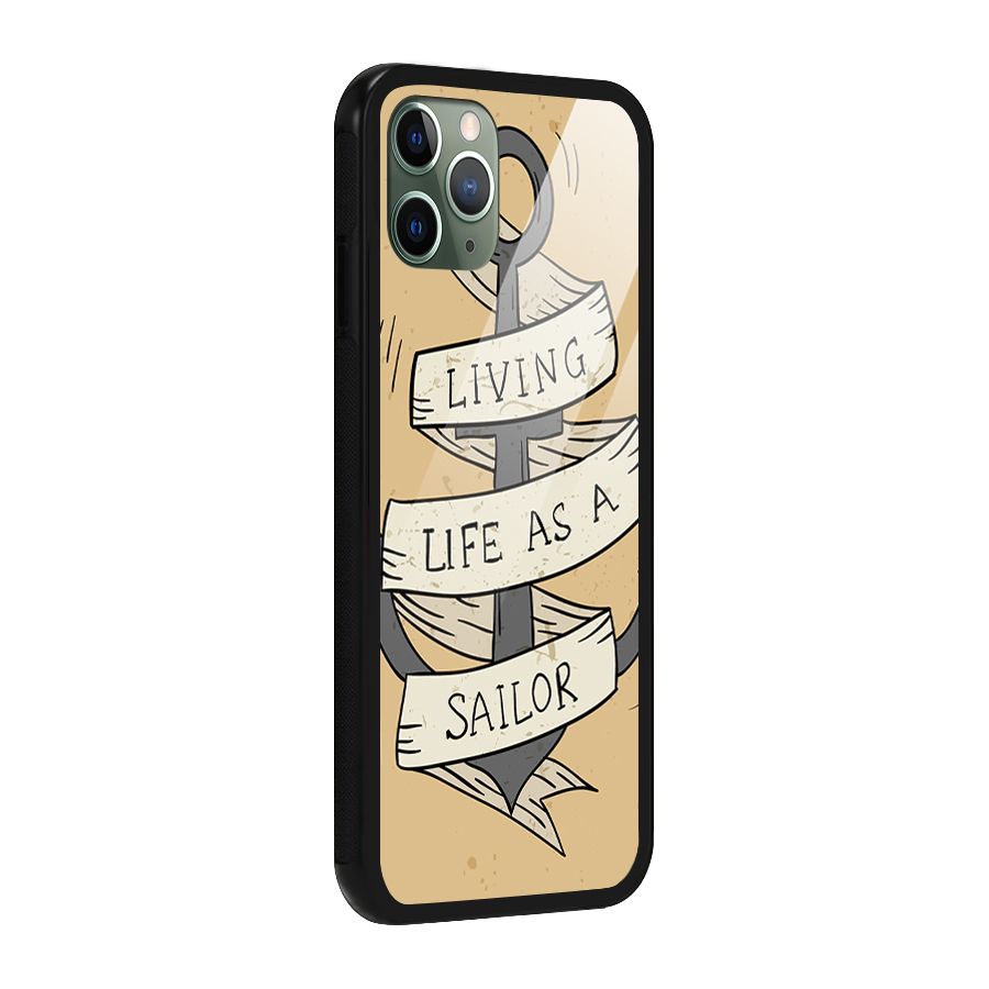 Old School Anchor Glass Back Case for iPhone 11 Pro