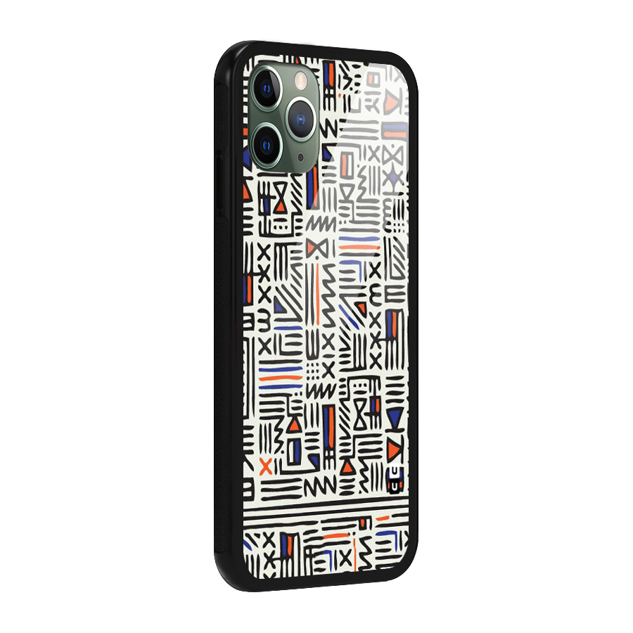 Orange Blue Number Glass Back Case for iPhone 11 Pro