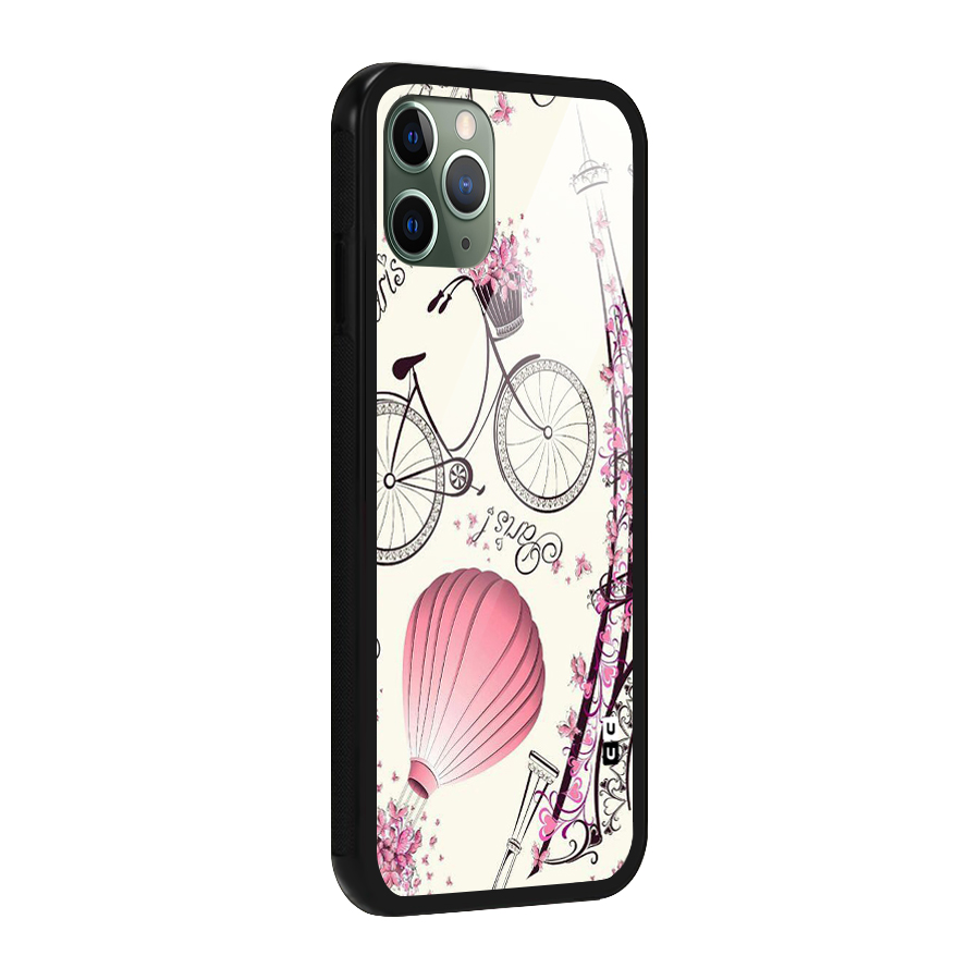 Paris Clipart Glass Back Case for iPhone 11 Pro