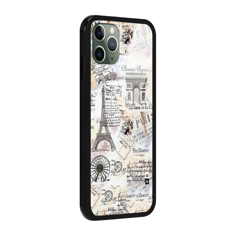 Paris Paper Glass Back Case for iPhone 11 Pro