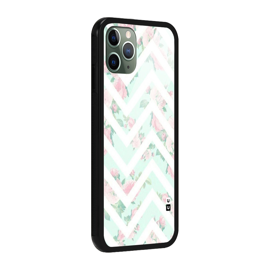 Pastel Floral Zig Zag Glass Back Case for iPhone 11 Pro