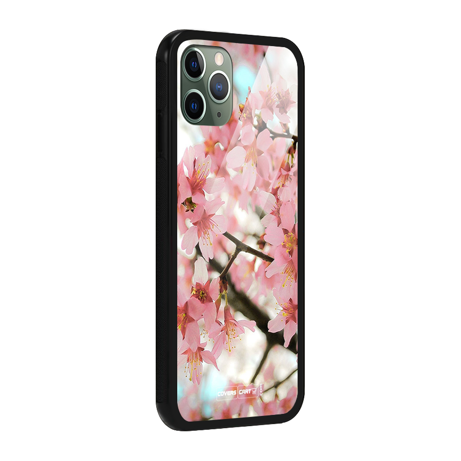 Peach Floral Glass Back Case for iPhone 11 Pro