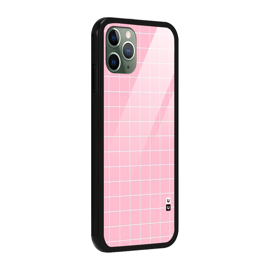 Pink Checks Glass Back Case for iPhone 11 Pro