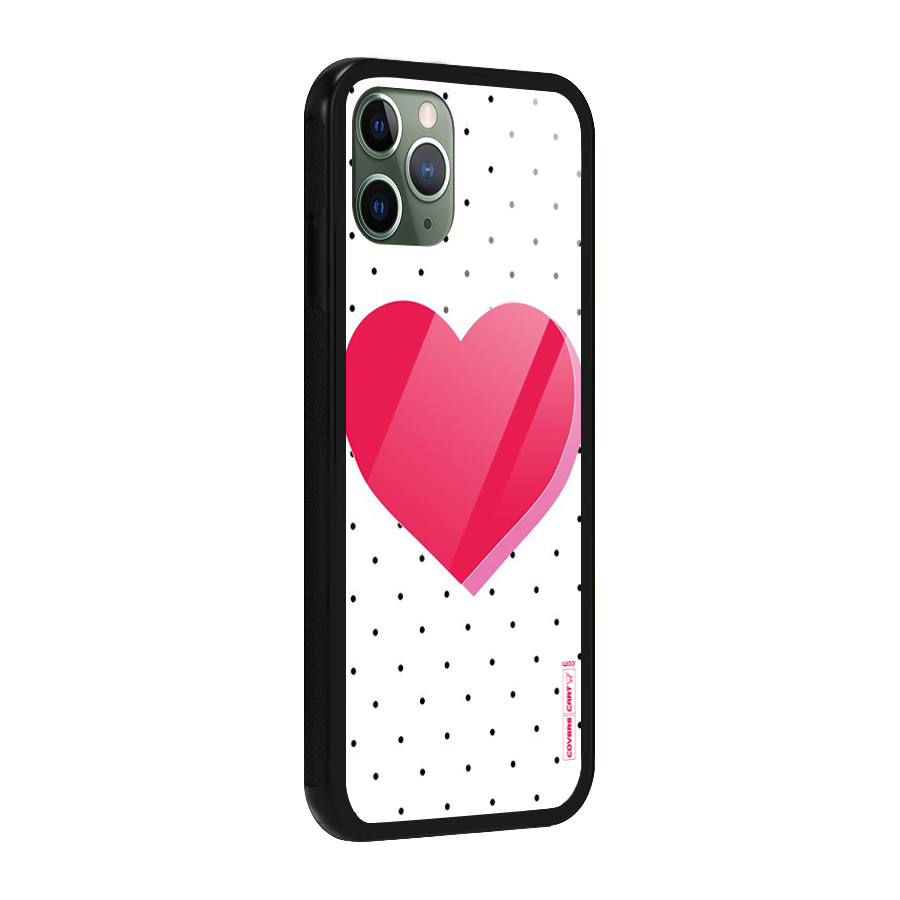 Pink Polka Heart Glass Back Case for iPhone 11 Pro