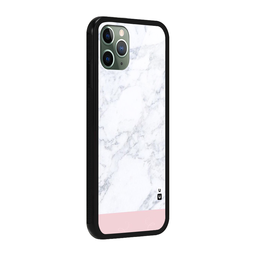 Pink White Merge Marble Glass Back Case for iPhone 11 Pro