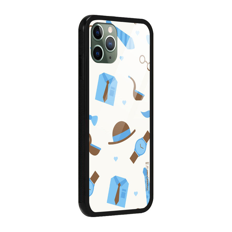 Pipe Hat Watch Pattern Glass Back Case for iPhone 11 Pro