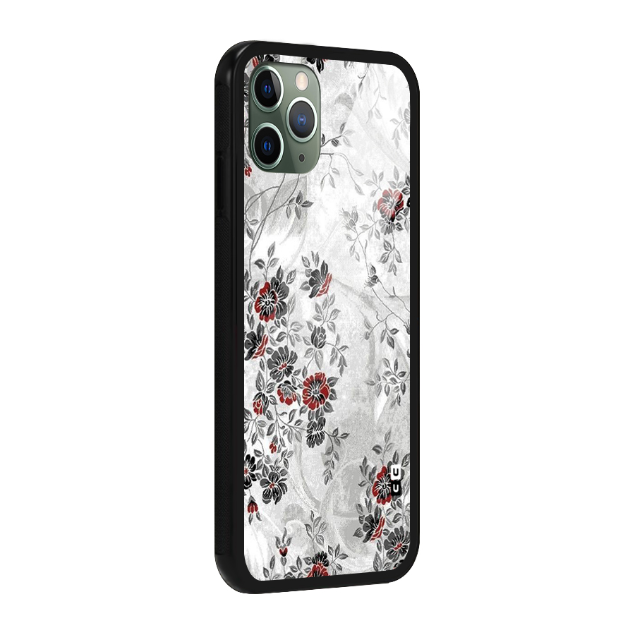 Pleasing Grey Floral Glass Back Case for iPhone 11 Pro