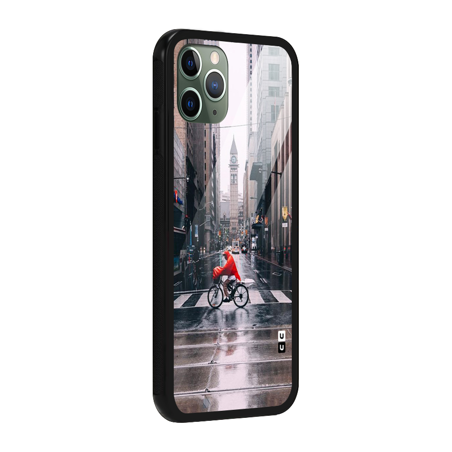 Red Bicycle Street Glass Back Case for iPhone 11 Pro