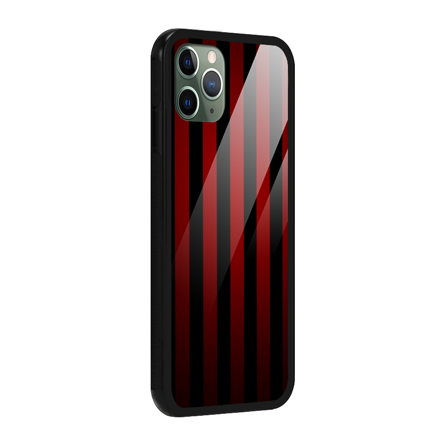 Red Black Stripes Glass Back Case for iPhone 11 Pro