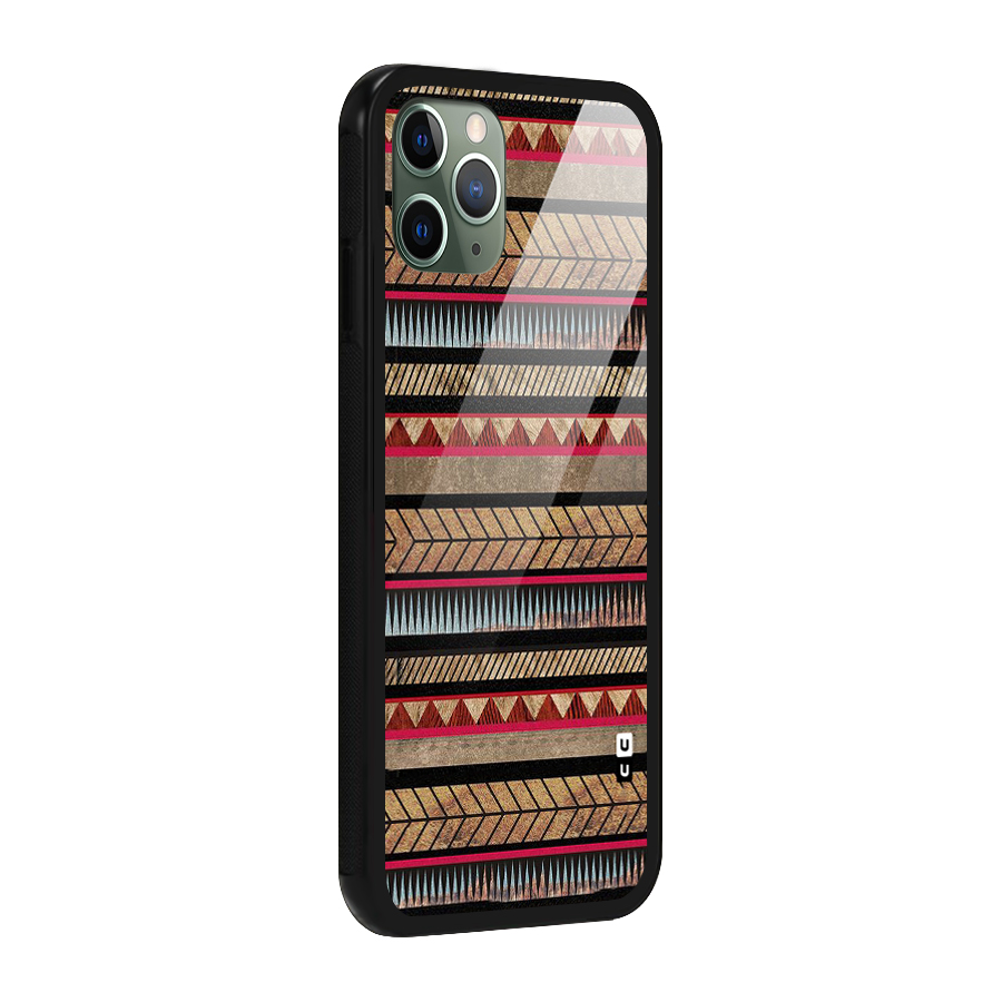 Red Indie Pattern Glass Back Case for iPhone 11 Pro