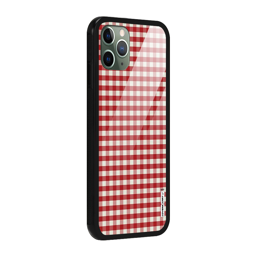Red White Check Glass Back Case for iPhone 11 Pro