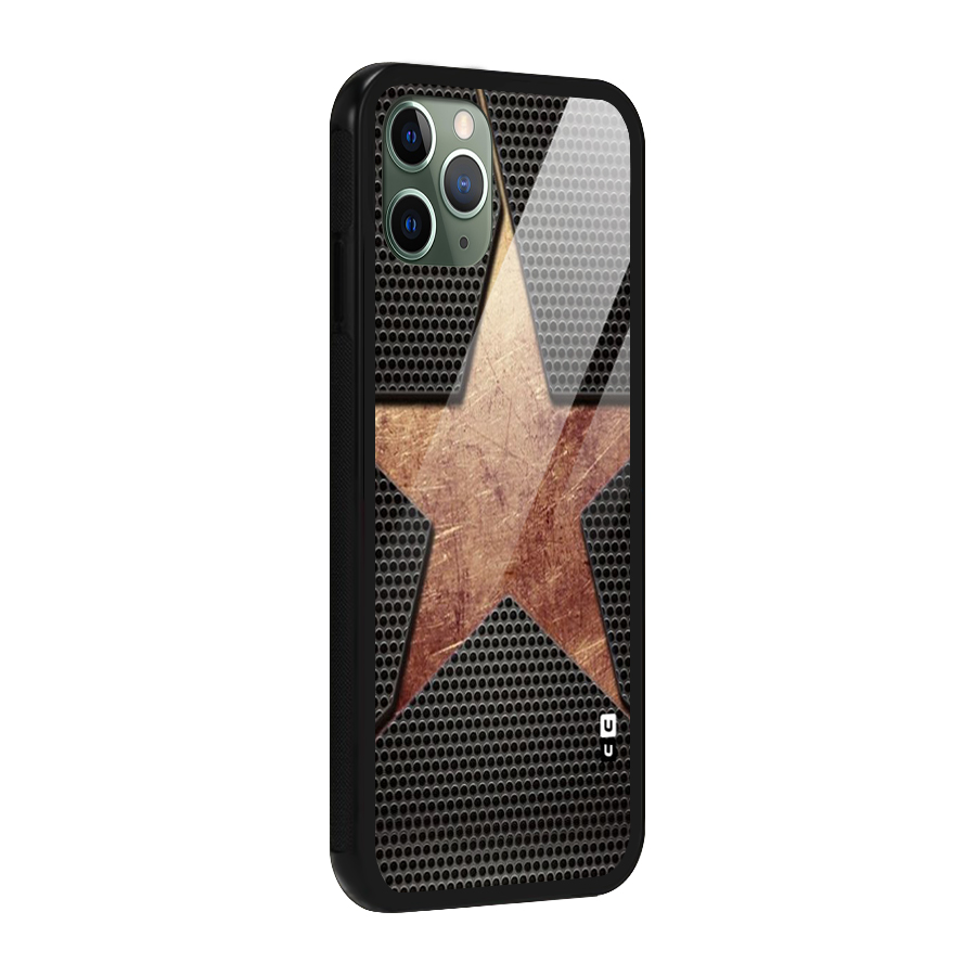 Rugged Gold Star Glass Back Case for iPhone 11 Pro