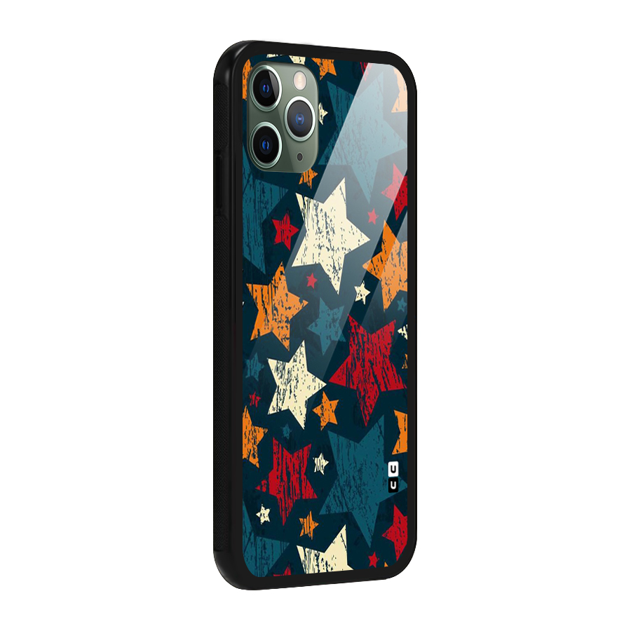 Rugged Star Design Glass Back Case for iPhone 11 Pro