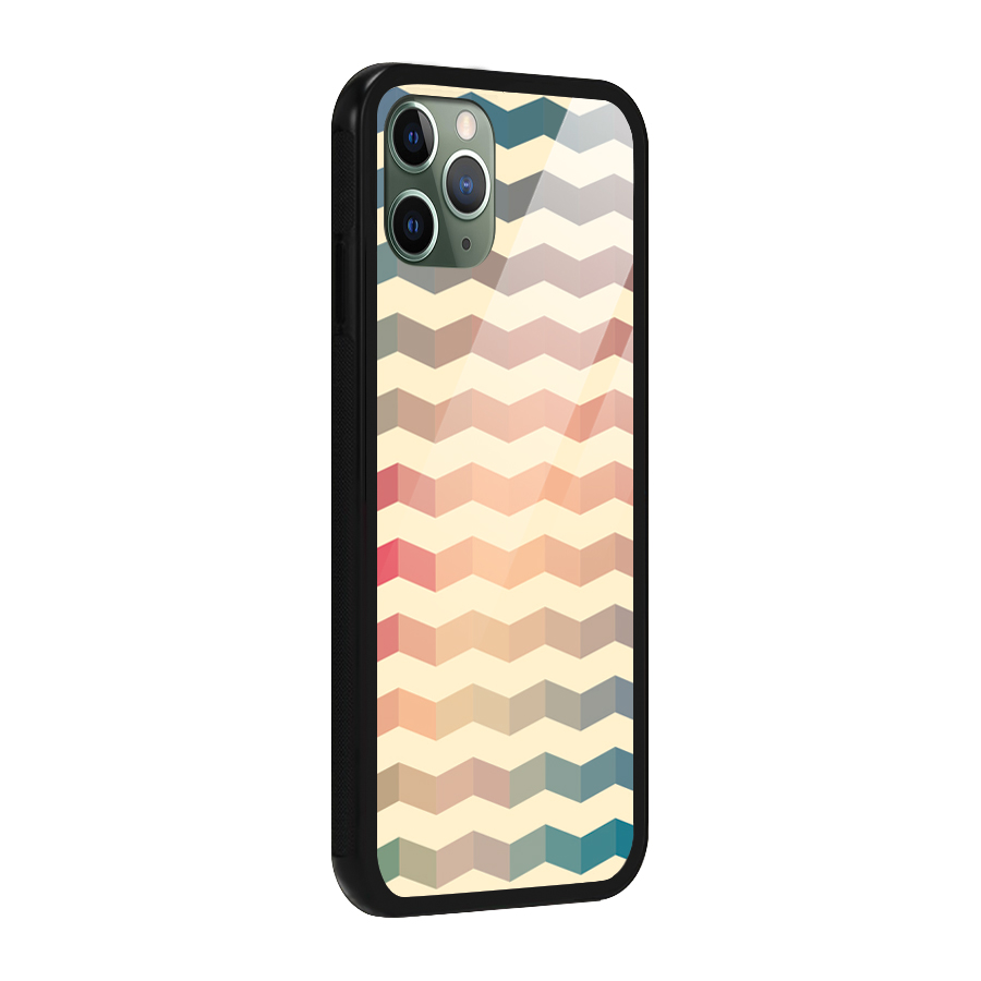 Seamless ZigZag Design Glass Back Case for iPhone 11 Pro