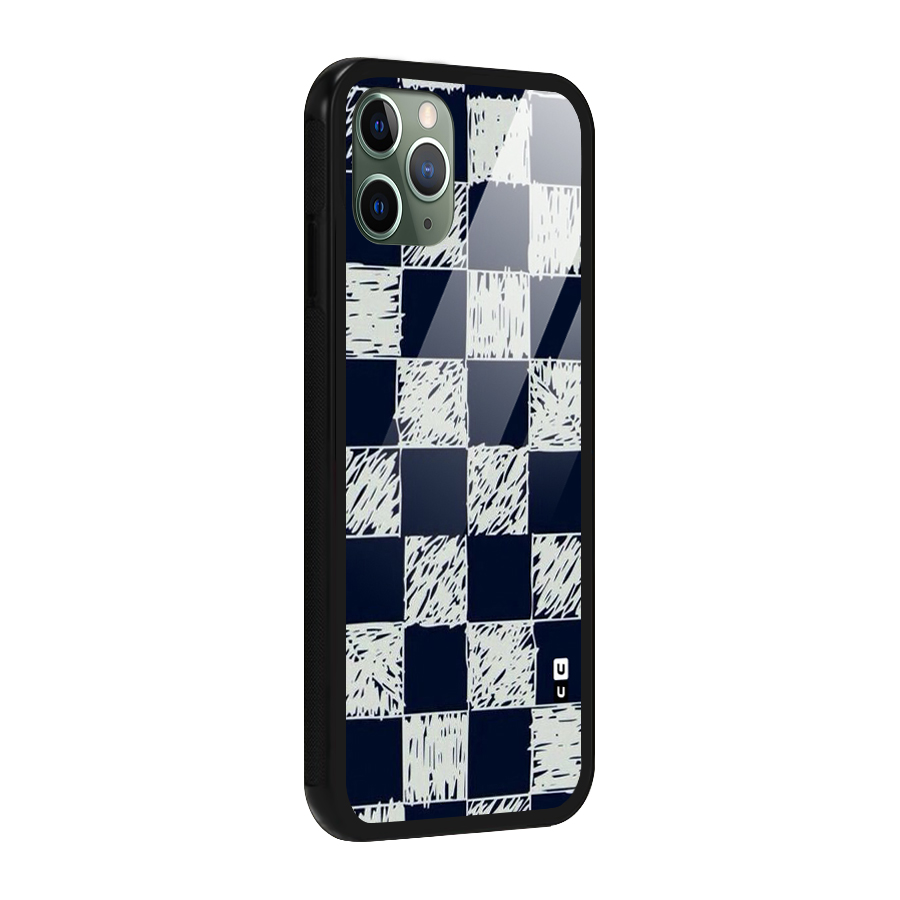Sketchy Check Design Glass Back Case for iPhone 11 Pro
