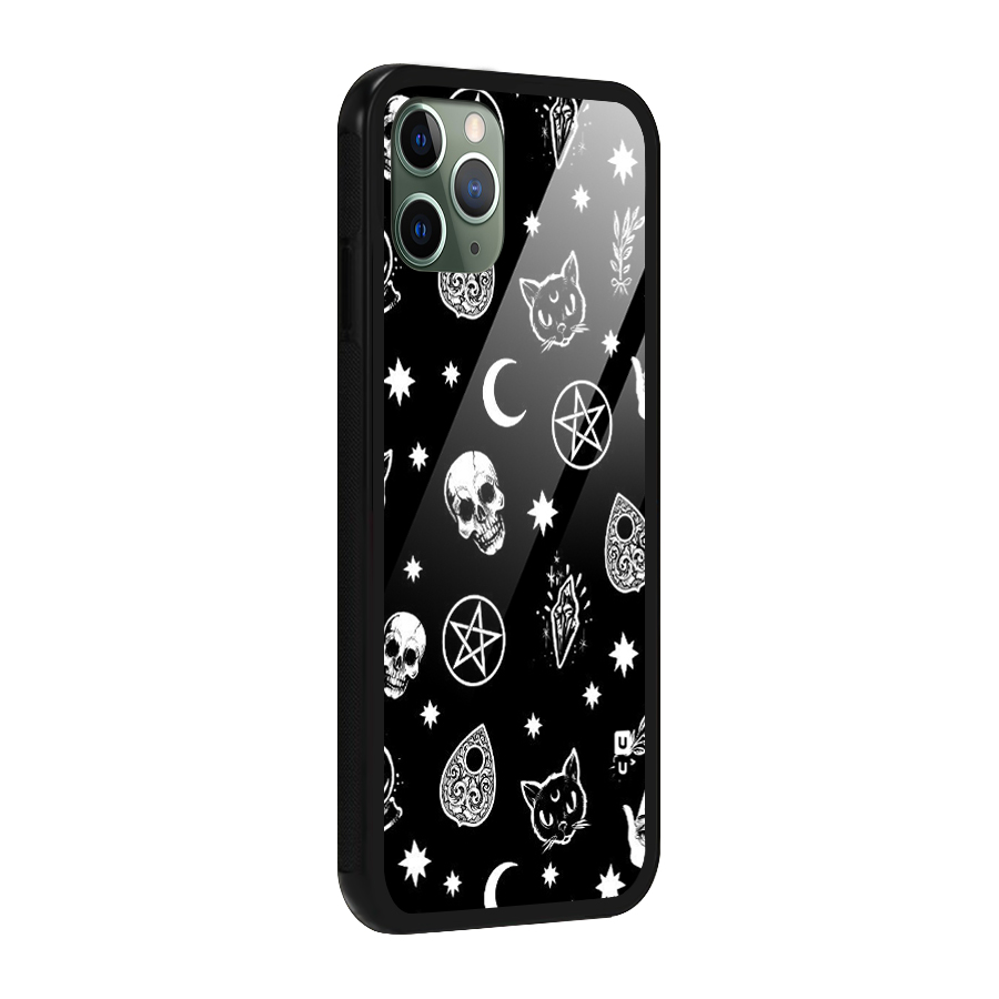 Skull Moon Design Glass Back Case for iPhone 11 Pro