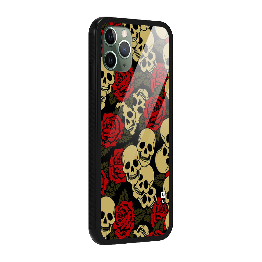 Skulled Roses Glass Back Case for iPhone 11 Pro
