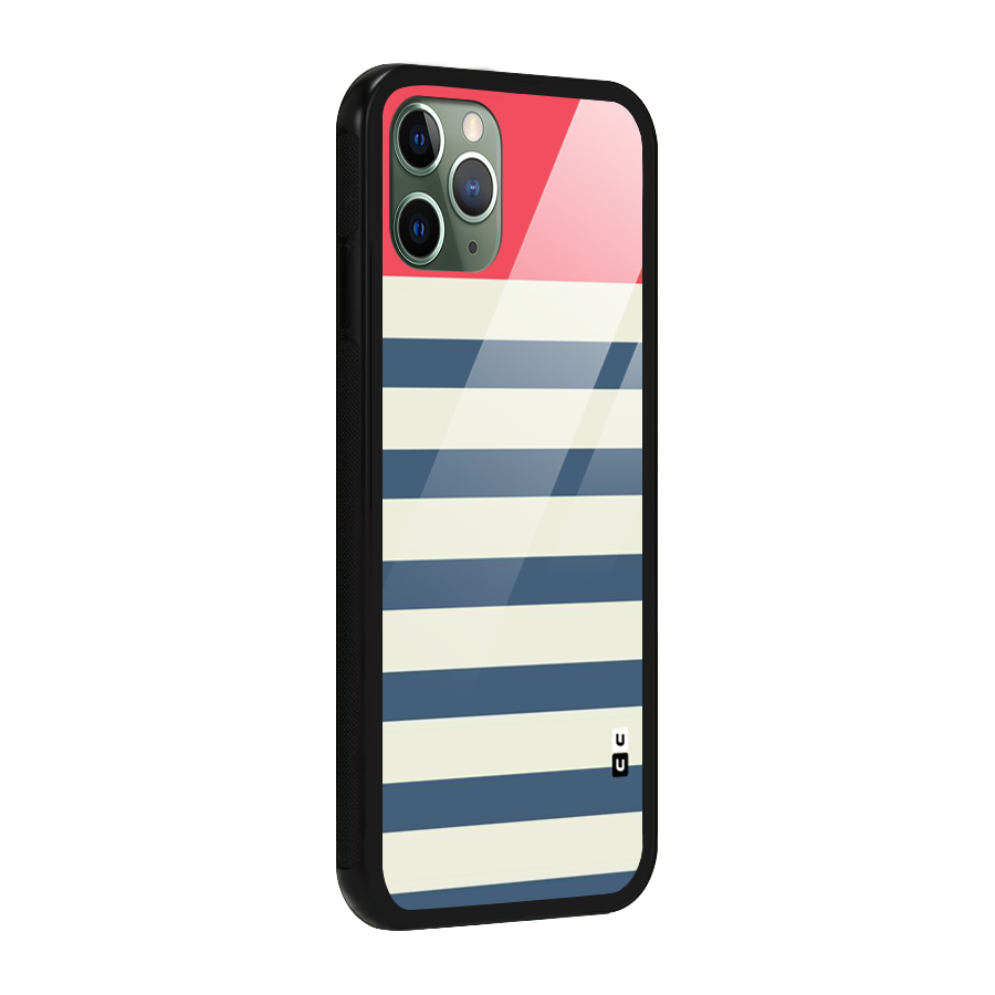Solid Orange And Stripes Glass Back Case for iPhone 11 Pro