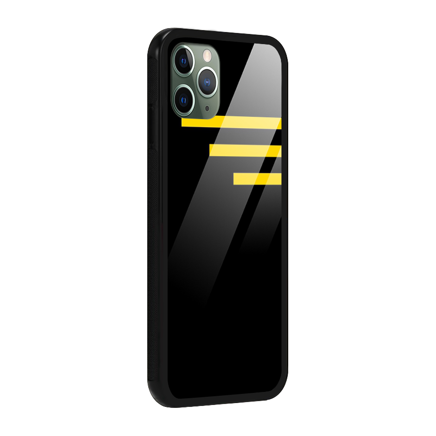 Sports Yellow Stripes Glass Back Case for iPhone 11 Pro