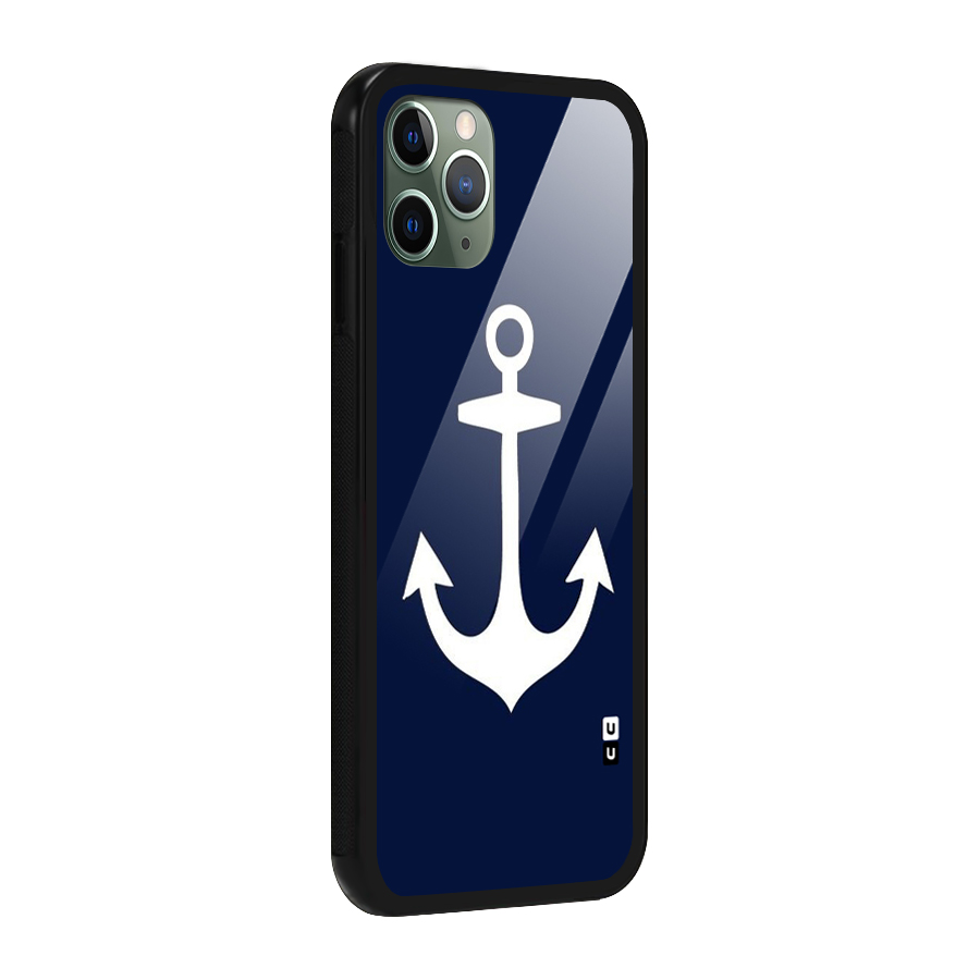 Stylish Anchor Design Glass Back Case for iPhone 11 Pro