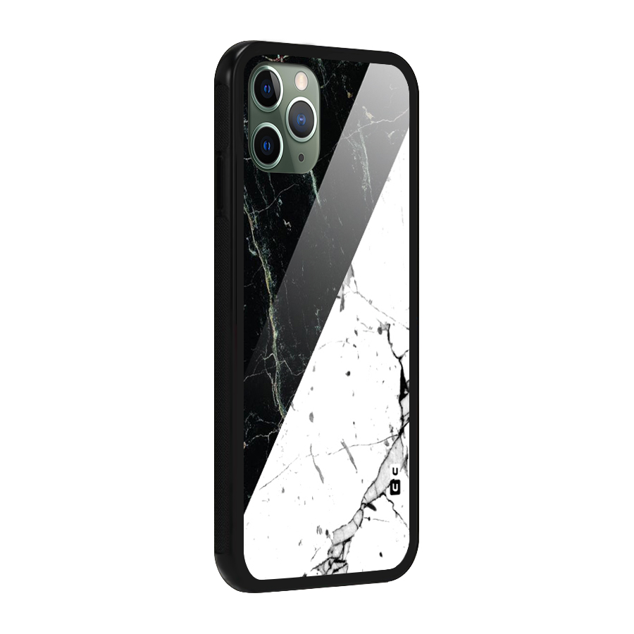 Stylish Diagonal Marble Glass Back Case for iPhone 11 Pro