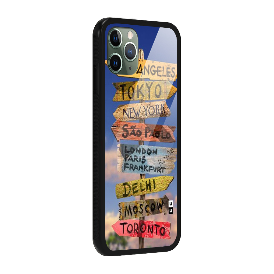 Travel Signs Glass Back Case for iPhone 11 Pro