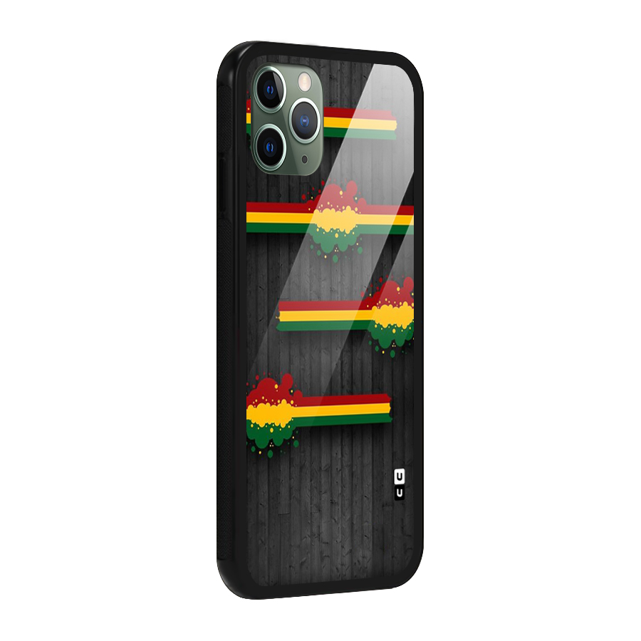 Tricolor Splash Design Glass Back Case for iPhone 11 Pro