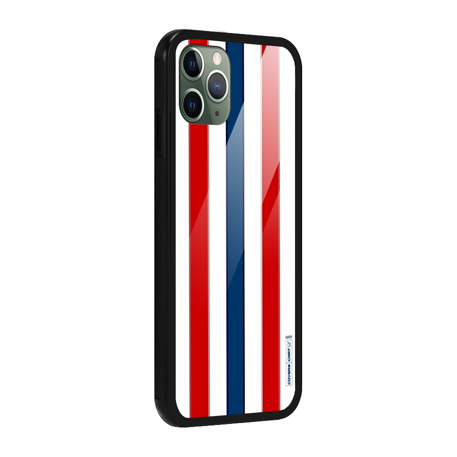 Tricolor Stripes Glass Back Case for iPhone 11 Pro