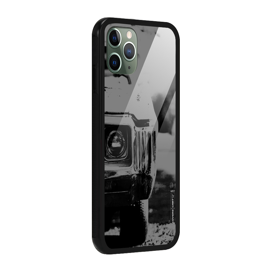 Vintage Car Black and White Glass Back Case for iPhone 11 Pro