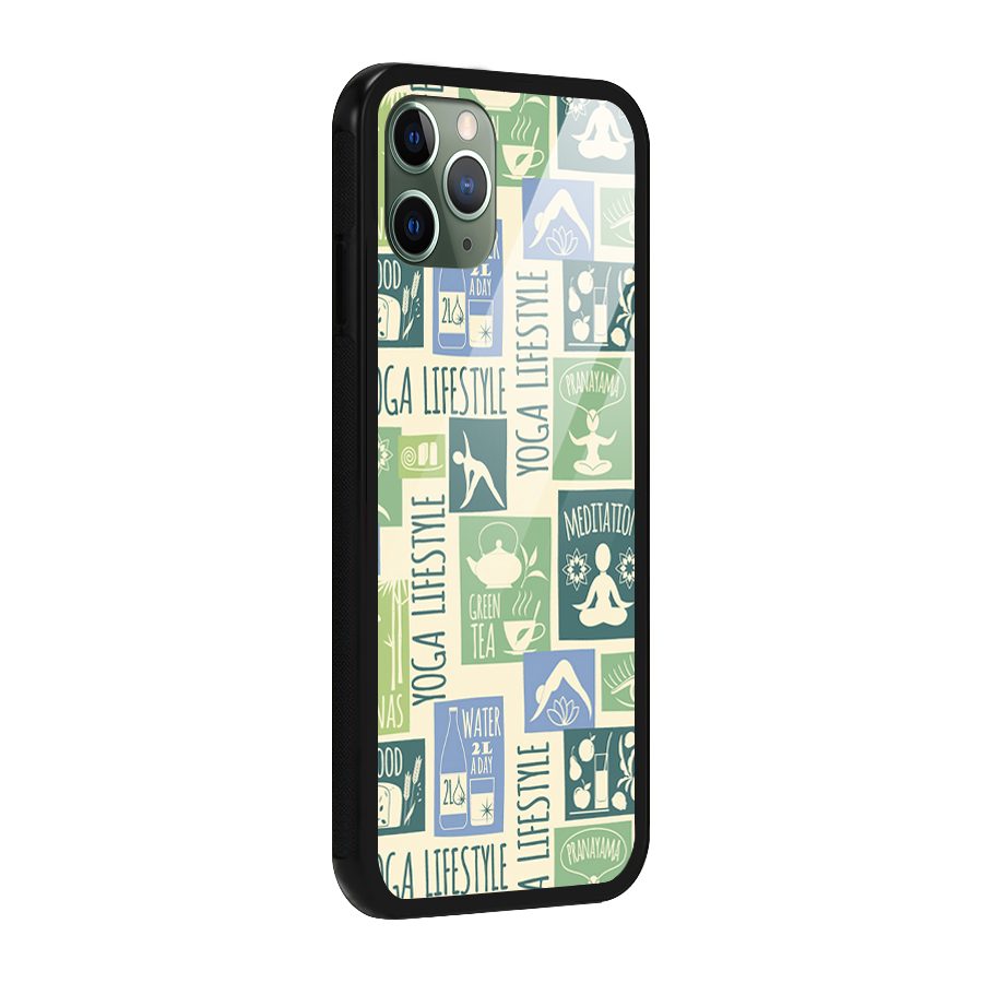 Vintage Yoga Lifestyle Glass Back Case for iPhone 11 Pro