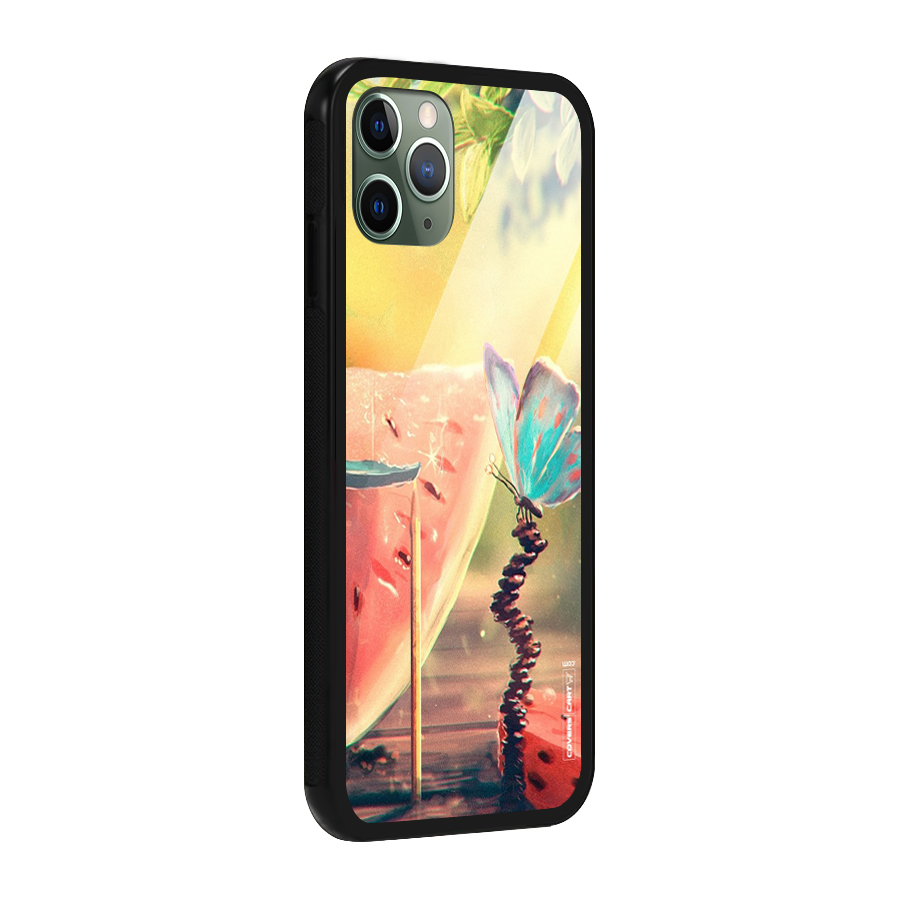 Watermelon Butterfly Glass Back Case for iPhone 11 Pro