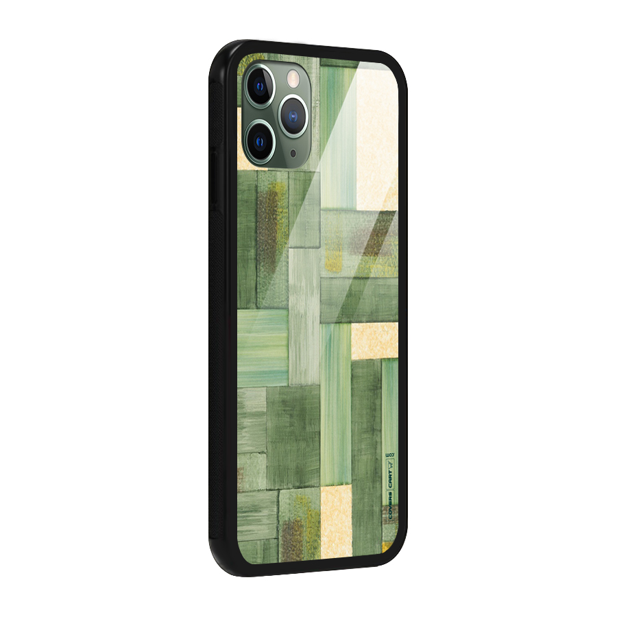 Wooden Green Texture Glass Back Case for iPhone 11 Pro