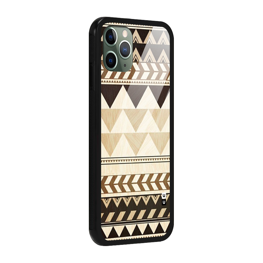 Wooden Printed Chevron Glass Back Case for iPhone 11 Pro