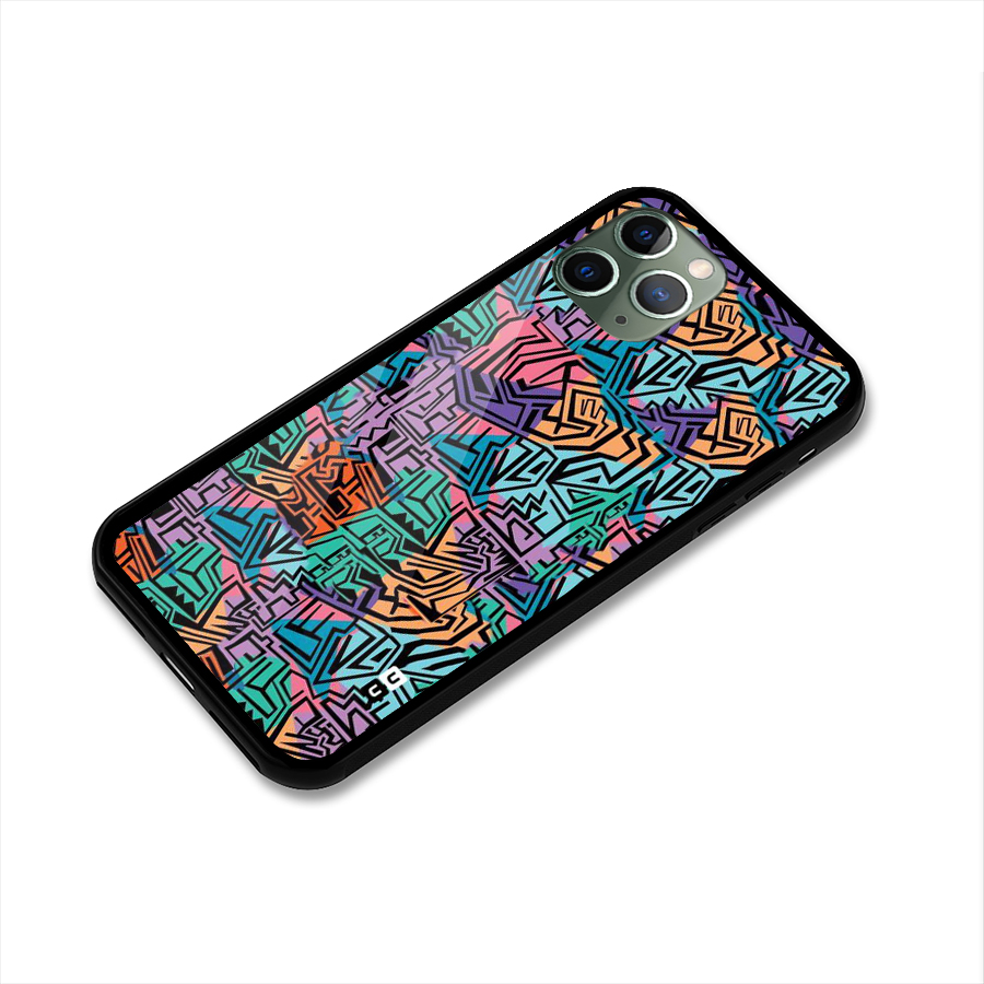 Abstract Lining Colors Glass Back Case for iPhone 11 Pro