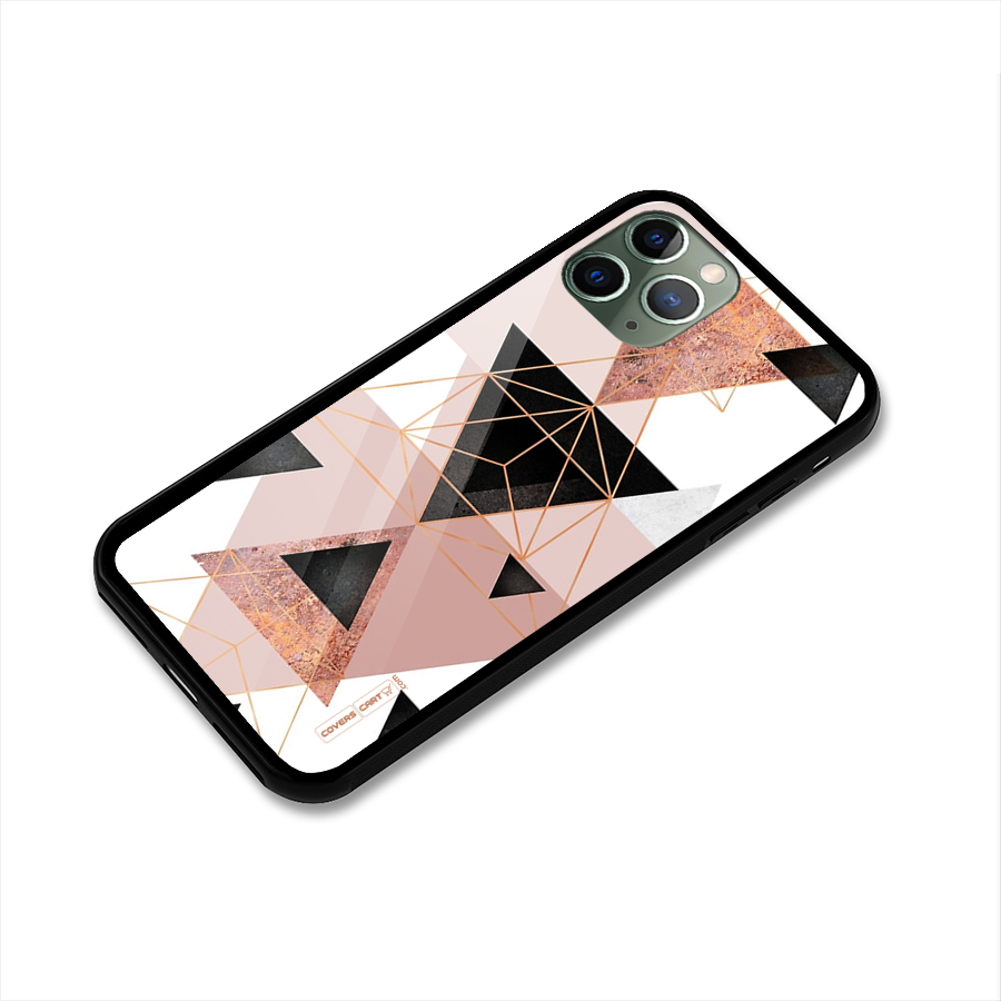 Abstract Rose Gold Triangles Glass Back Case for iPhone 11 Pro