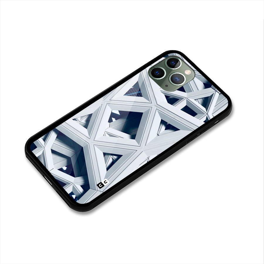 Abstract White Lines Glass Back Case for iPhone 11 Pro