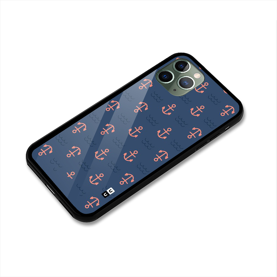 Anchor Sea Blue Glass Back Case for iPhone 11 Pro