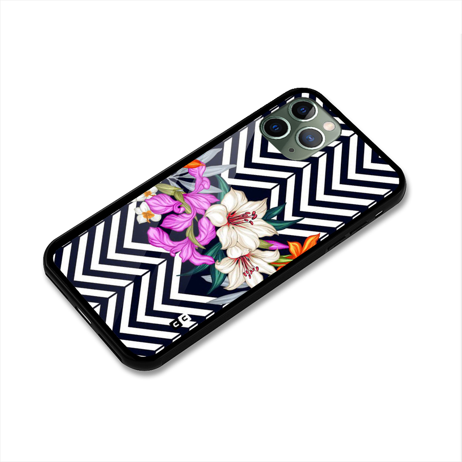 Artsy ZigZag Floral Glass Back Case for iPhone 11 Pro