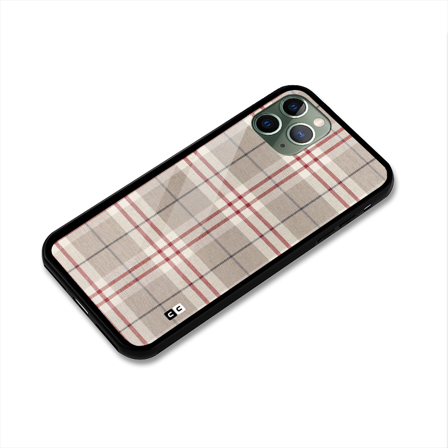 Beige Red Check Glass Back Case for iPhone 11 Pro
