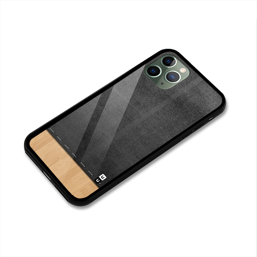 Bicolor Wood Texture Glass Back Case for iPhone 11 Pro