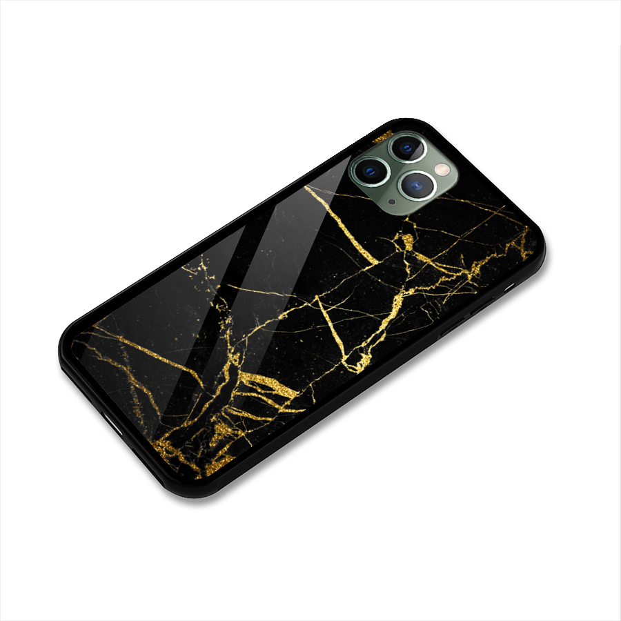 Black And Gold Design Glass Back Case for iPhone 11 Pro