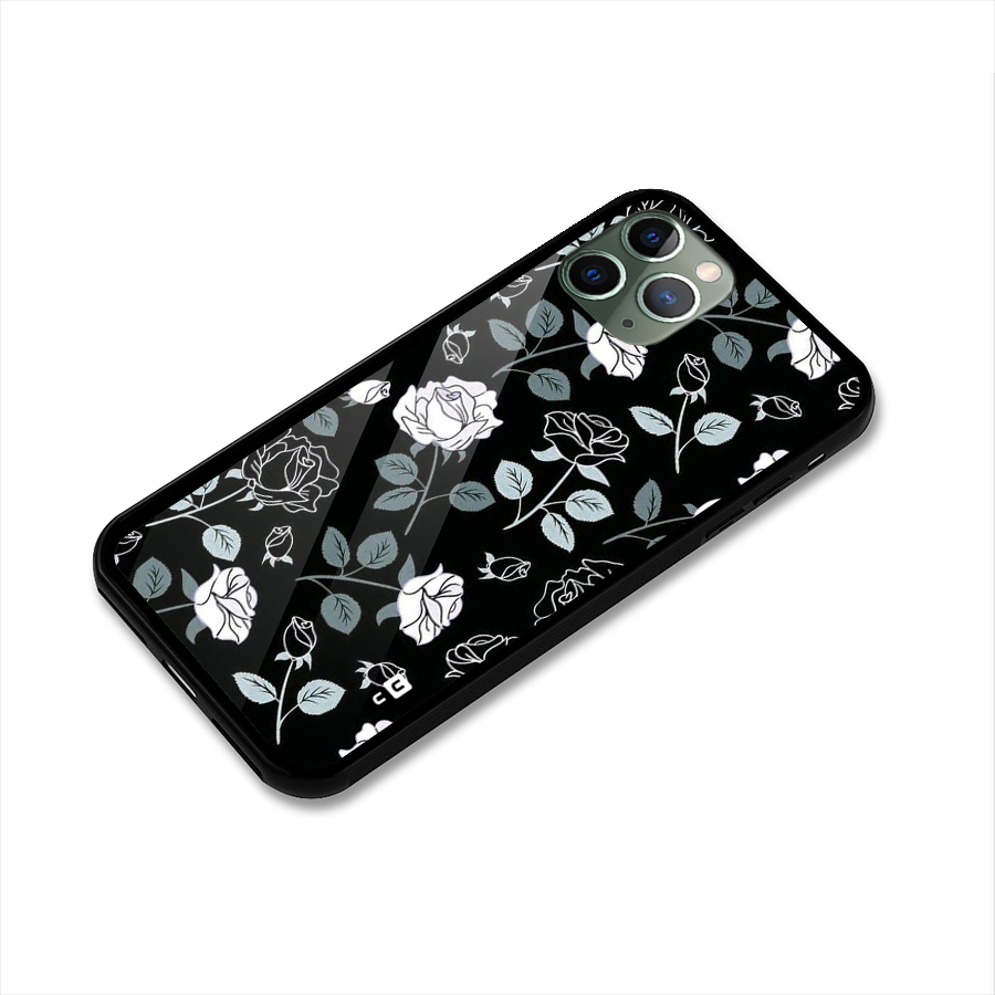 Black Artsy Bloom Glass Back Case for iPhone 11 Pro