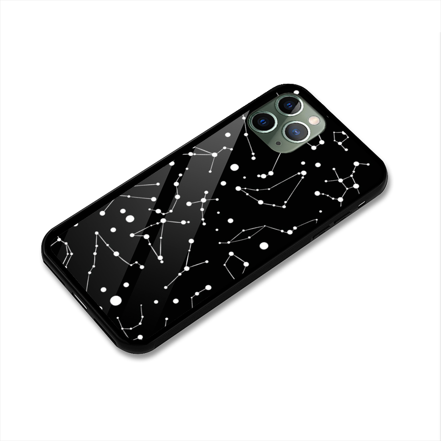 Black Constellation Pattern Glass Back Case for iPhone 11 Pro