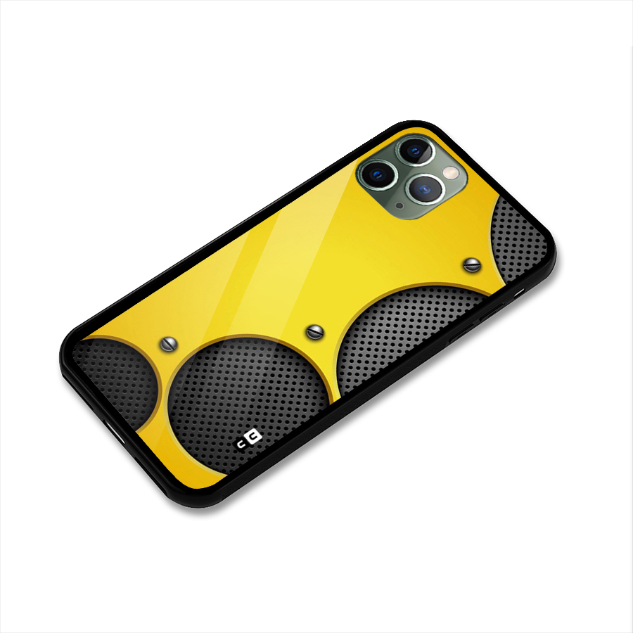 Black Net Yellow Glass Back Case for iPhone 11 Pro