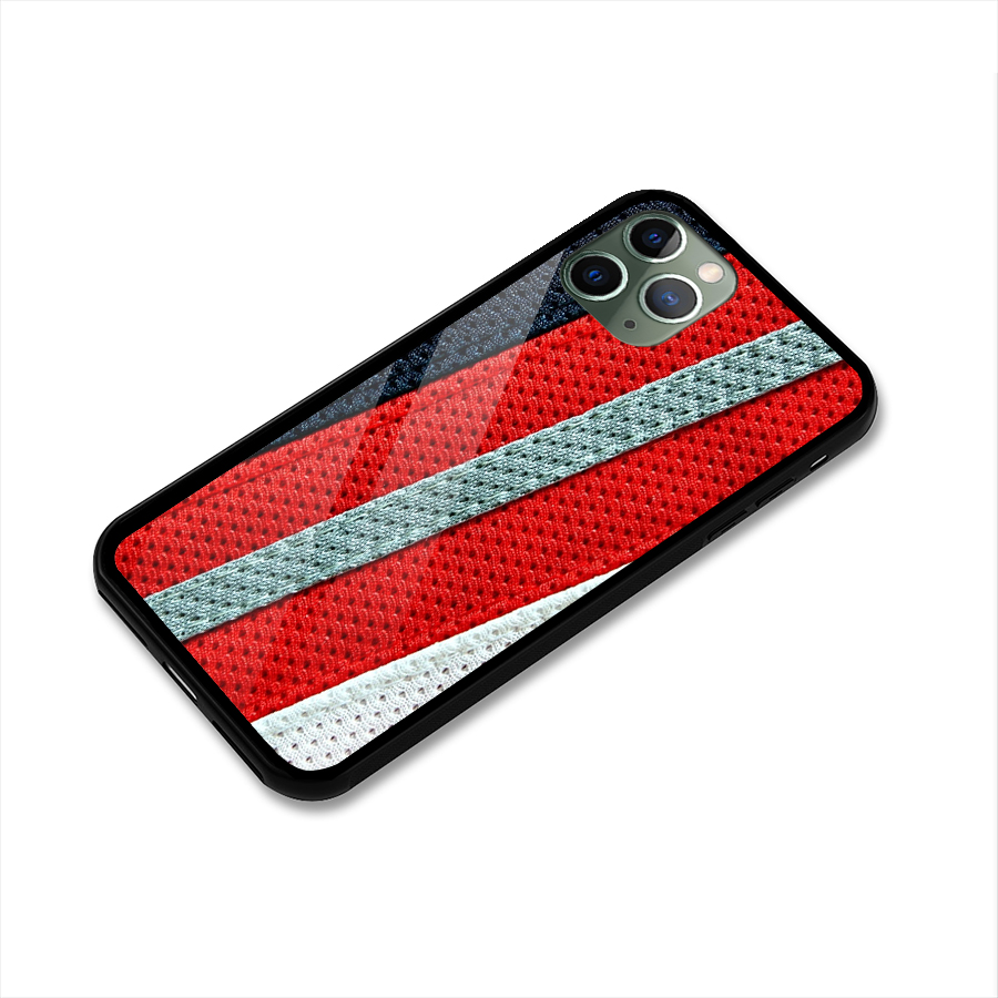 Black Red Grey Stripes Glass Back Case for iPhone 11 Pro