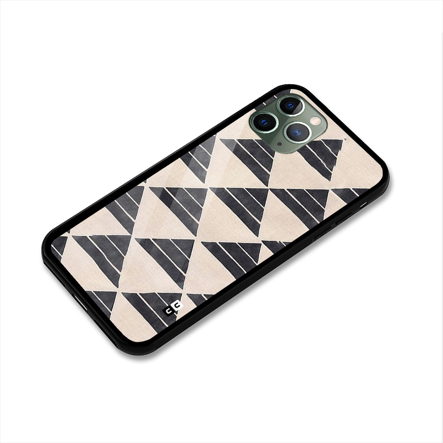 Black Slant Triangles Glass Back Case for iPhone 11 Pro