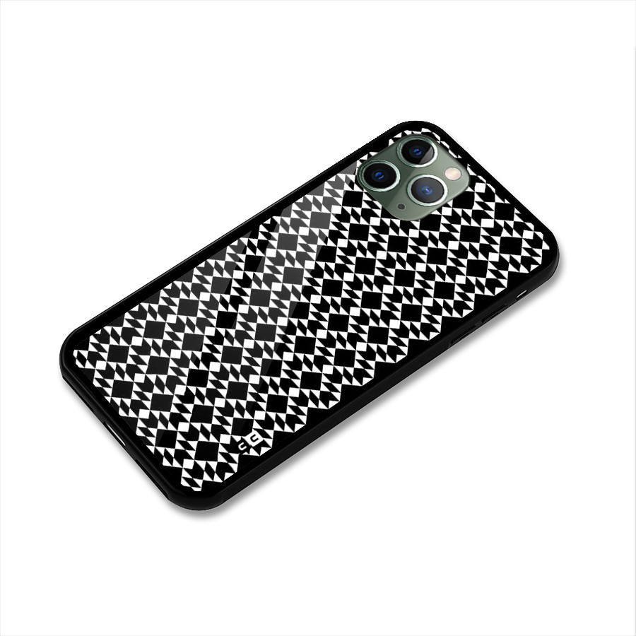 Black White Diamond Abstract Glass Back Case for iPhone 11 Pro
